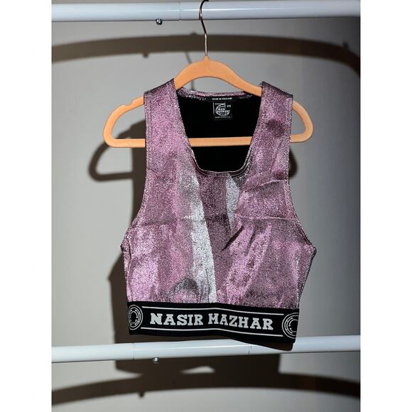 Nasir Mazhar Shimmer Purple Women's Sports Bra Crop-top - Picture 1 of 3